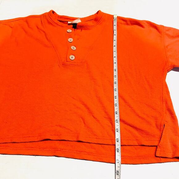 Universal Thread Draped Cropped Coral Orange Button Top Women's L Large - Picture 7 of 8